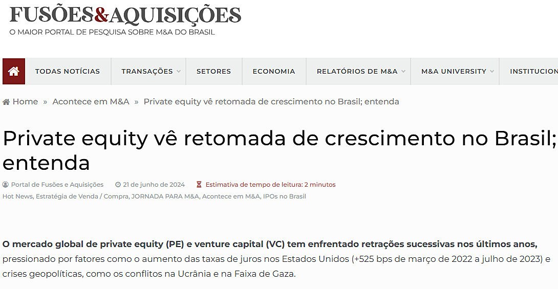 Private equity v retomada de crescimento no Brasil; entenda